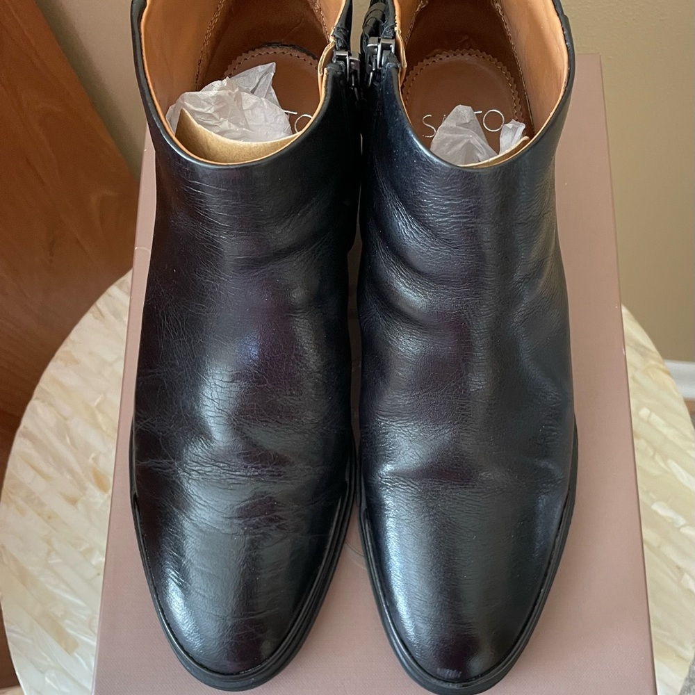SARTO By Franco Sarto Black Leather Ankle Boots - Picture 3 of 6